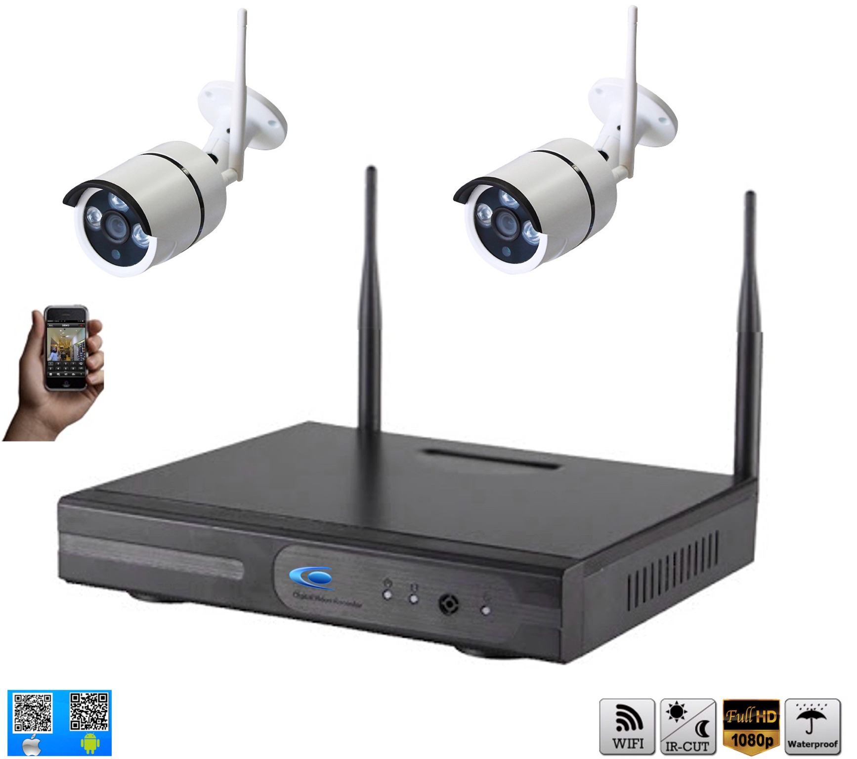 Kit vidéo surveillance 4 caméras sans fil WIFI pour magasin