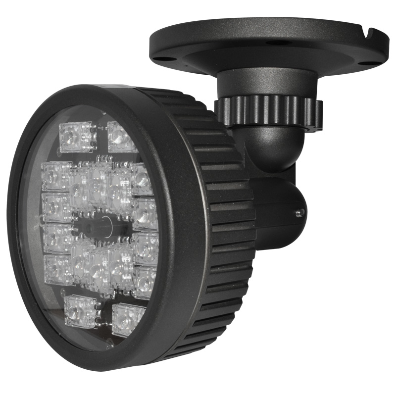 Projecteur infrarouge avec une portée de 66~100m - Illumination par LED 850  nM - 12 lampes LED IR - Ouverture lumière 30º~60º - Intensité et seuil